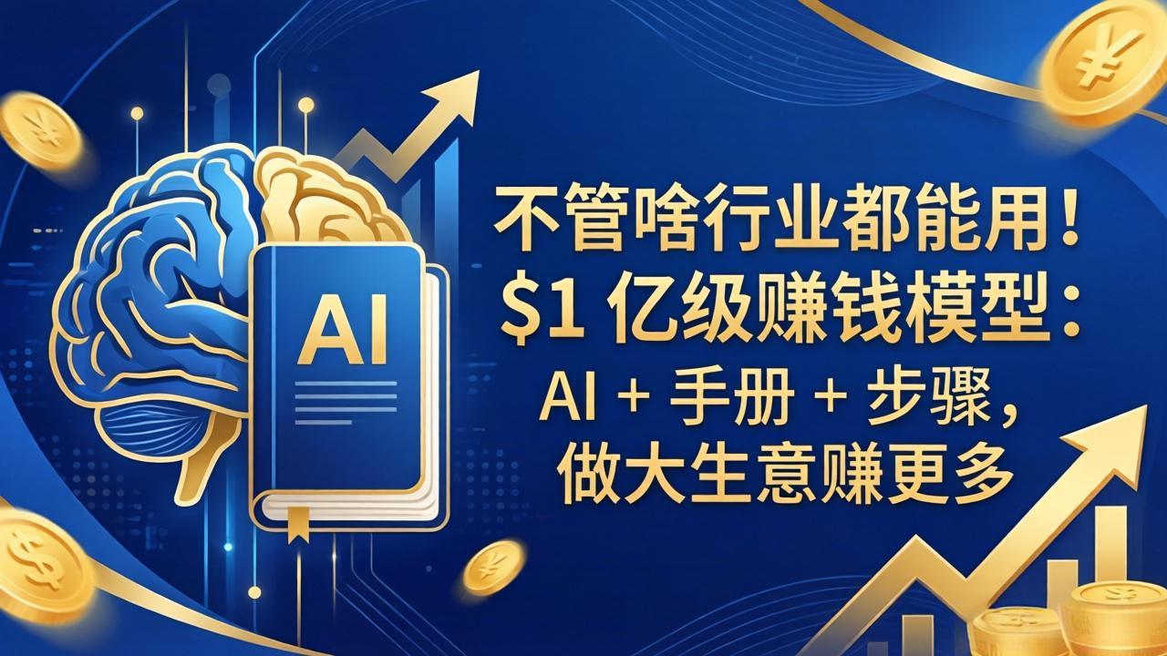 不管啥行业都能用！$1 亿级赚钱模型：AI + 手册 + 步骤，做大生意赚更多-网创百晓生