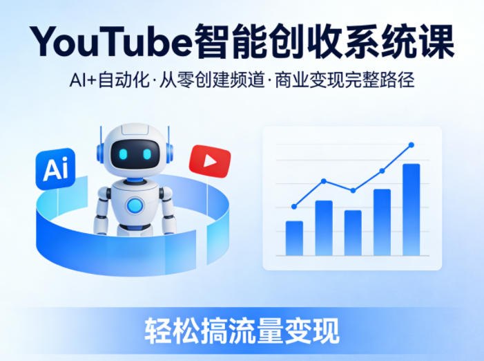 YouTube智能创收系统课,AI+自动化,从零创建YouTube频道并实现商业变现的完整路径,轻松搞流量变现-网创百晓生