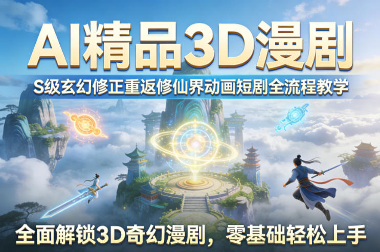 AI精品3D漫剧S级玄幻修正重返修仙界动画短剧全流程教学，全面解锁3D奇幻漫剧，零基础轻松上手-网创百晓生