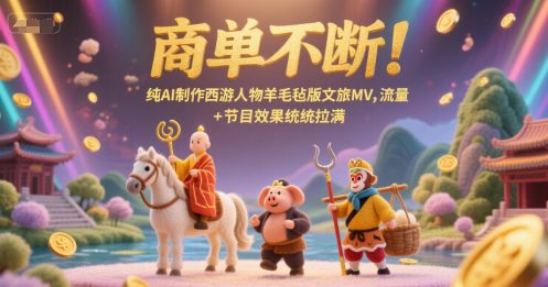 商单不断！纯AI制作西游人物羊毛毡版文旅MV，流量+节目效果统统拉满