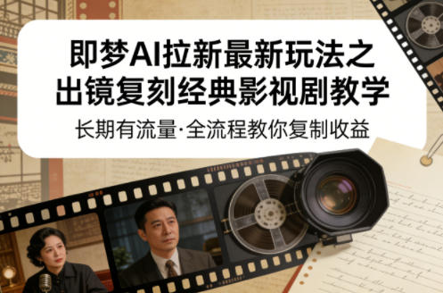 即梦AI拉新最新玩法之出镜复刻经典影视剧教学，长期有流量，全流程教你复制收益-网创百晓生