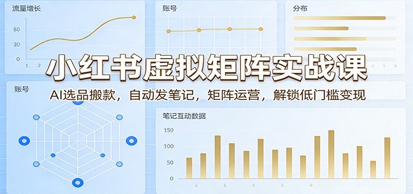 小红书虚拟矩阵实战课：AI选品搬款，自动发笔记，矩阵运营，解锁低门槛变现-网创百晓生