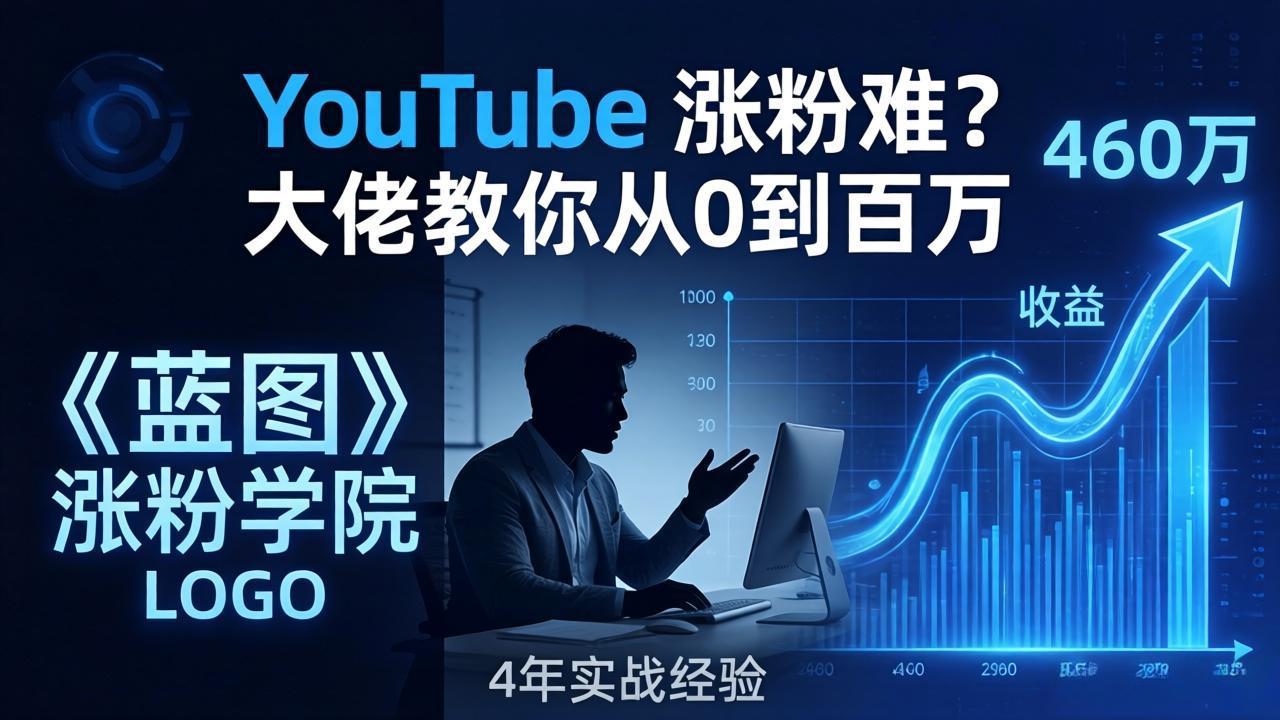 YouTube 涨粉难？《蓝图涨粉学院》：4 年赚 460 万的大佬教策略，从0到百万有路径！-网创百晓生