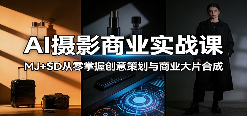 AI摄影商业实战课：MJ+SD从零掌握创意策划与商业大片合成-网创百晓生