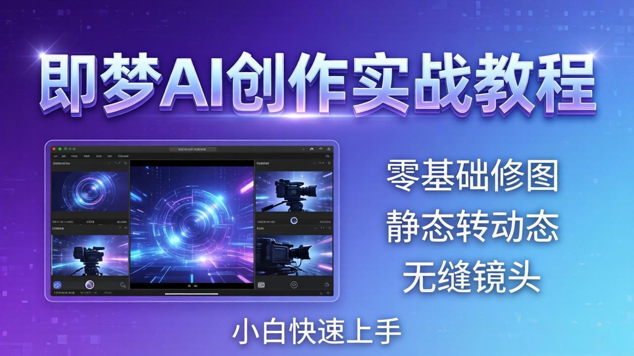 即梦AI创作实战教程，从零基础修图到AI导演，实战教学静态转动态+无缝镜头，小白快速上手-网创百晓生