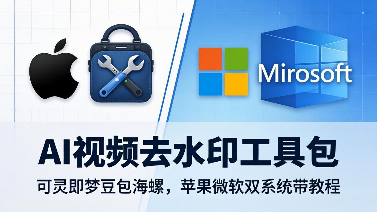 AI视频去水印工具包：可灵即梦豆包海螺，苹果微软双系统带教程-网创百晓生