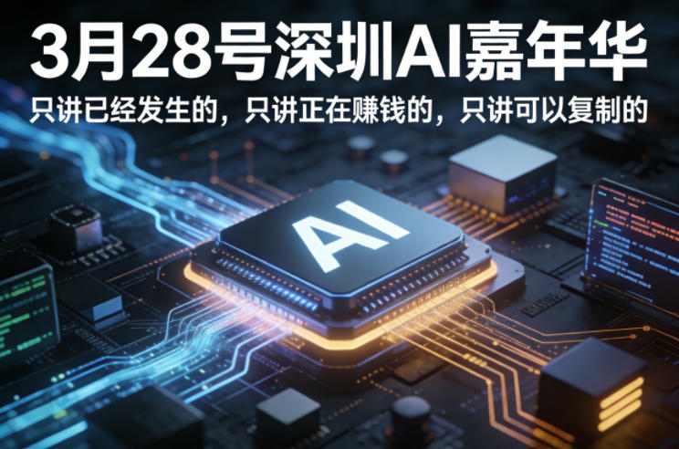 3月28号深圳AI嘉年华，只讲已经发生的，只讲正在賺钱的，只讲可以复制的-网创百晓生