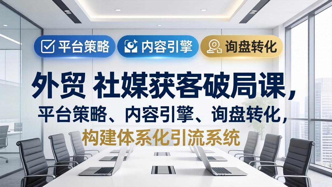 外贸 社媒获客破局课，平台策略、内容引擎、询盘转化，构建体系化引流系统(更新26年3月-网创百晓生