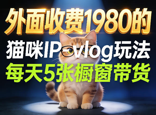 宠物赛道猫咪IP-vlog玩法，26条视频涨粉29W，每天5张橱窗带货拆解-网创百晓生