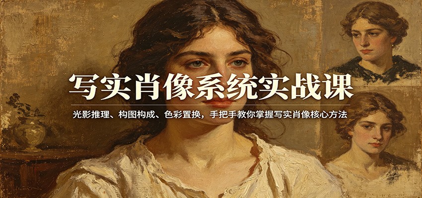 写实肖像系统实战课：光影推理、构图构成、色彩置换，手把手教你掌握写实肖像核心方法-网创百晓生