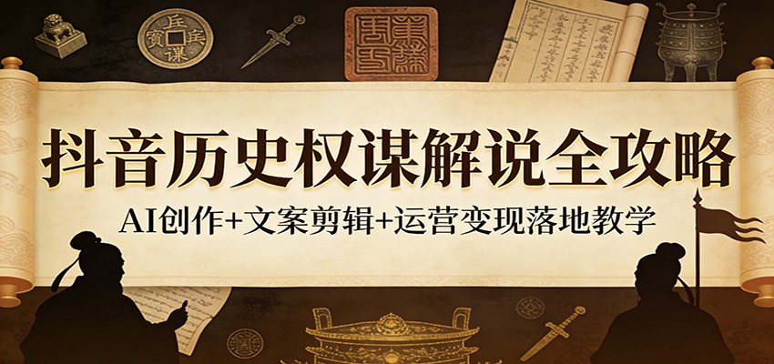 抖音历史权谋解说全攻略：AI创作+文案剪辑+运营变现落地教学-网创百晓生