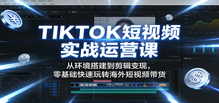 TIKTOK短视频实战运营课:从环境搭建到剪辑变现,零基础快速玩转海外短视频带货-网创百晓生