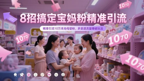 8招搞定宝妈粉精准引流，精准引流10万本地母婴粉，多渠道流量爆破玩法