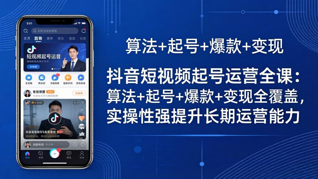 抖音短视频起号运营全课：算法+起号+爆款+变现全覆盖，实操性强提升长期运营能力-网创百晓生