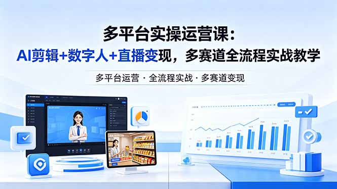 某团队多平台实操运营课-更新26年4月20：AI剪辑+数字人+直播变现，多赛道全流程实战教学-网创百晓生