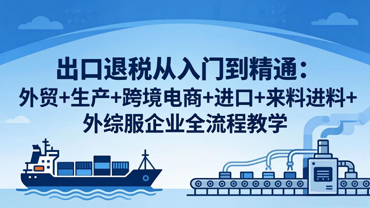 出口退税从入门到精通：外贸+生产+跨境电商+进口+来料进料+外综服企业全流程教学-网创百晓生