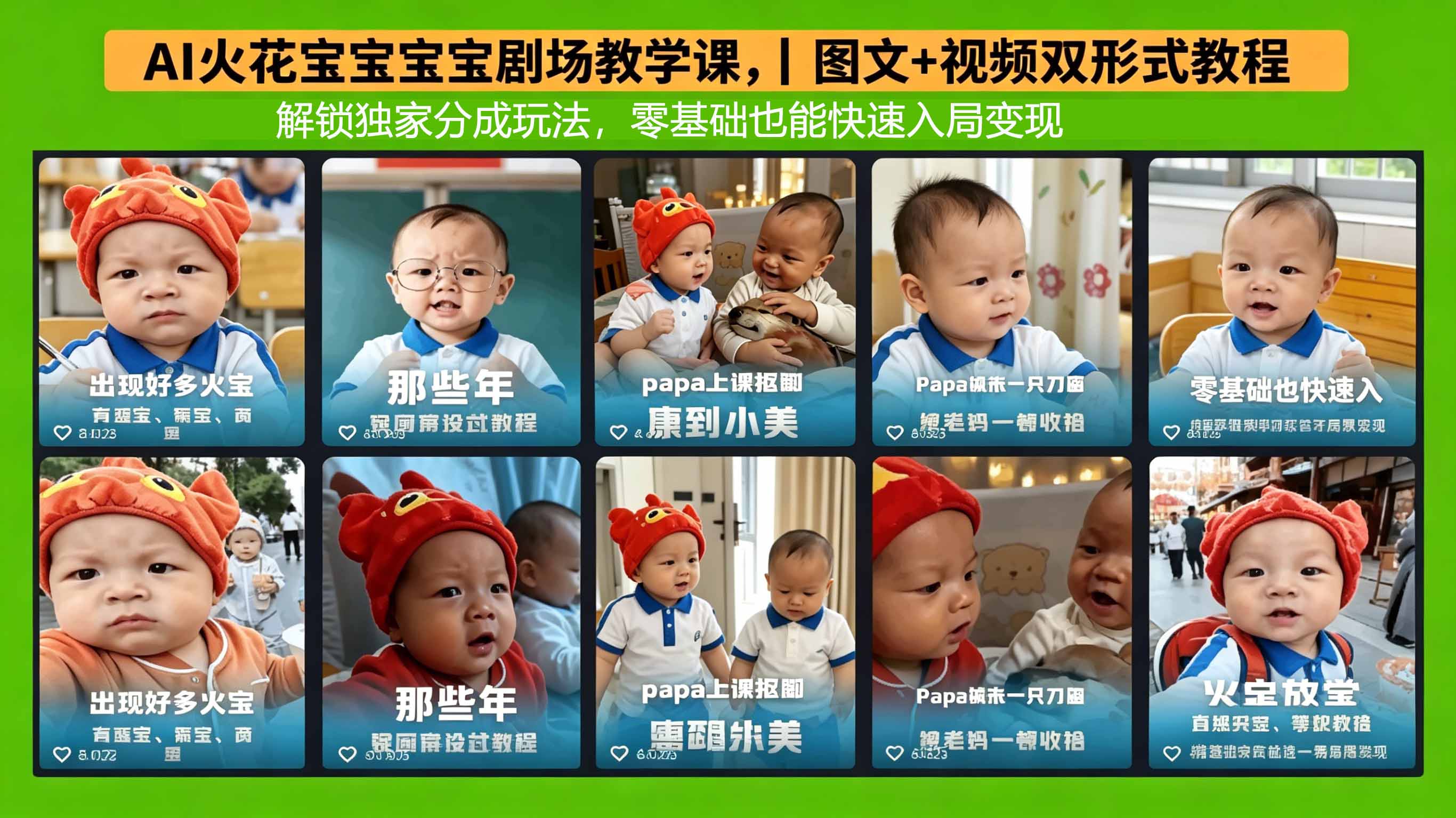 AI火花宝宝宝宝剧场教学课，图文+视频双形式教程，解锁独家分成玩法，零基础也能快速入局变现-网创百晓生