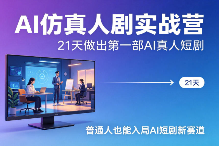 AI仿真人剧实战营，21天做出第一部AI真人短剧，普通人也能入局AI短剧新赛道-网创百晓生