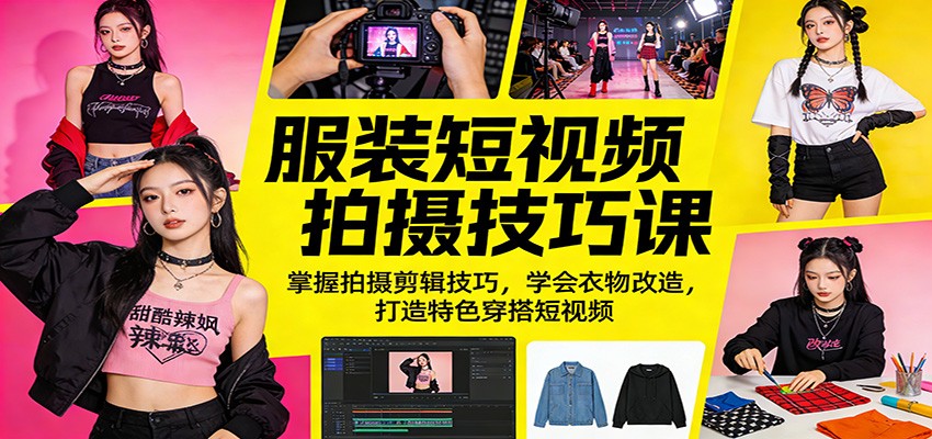 服装短视频拍摄技巧课：掌握拍摄剪辑技巧，学会衣物改造，打造特色穿搭短视频-网创百晓生