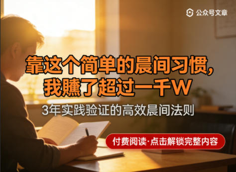 某公众号付费文章：靠这个简单的晨间习惯，我賺了超过一千W-网创百晓生