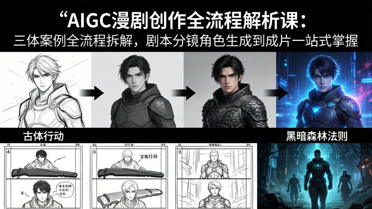 AIGC漫剧创作全流程解析课：三体案例全流程拆解，剧本分镜角色生成到成片一站式掌握-网创百晓生