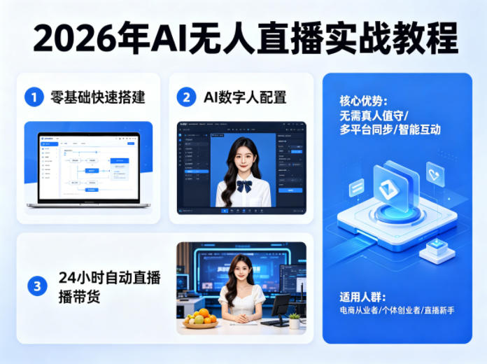 2026年AI无人直播实战教程，零基础也能快速搭建AI数字人无人直播间，实现24小时自动直播带货-网创百晓生