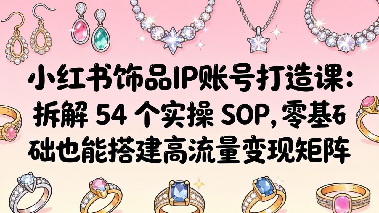 小红书饰品IP账号打造课：拆解 54 个实操 SOP，零基础也能搭建高流量变现矩阵-网创百晓生