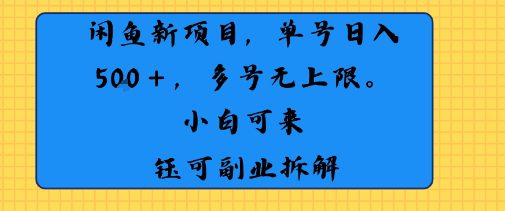 闲鱼玩法单号日收入5张+ 多号无上限 操作简单几乎零门槛