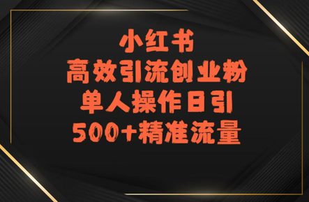 小红书高效引流创业粉，单人操作日引500+精准流量