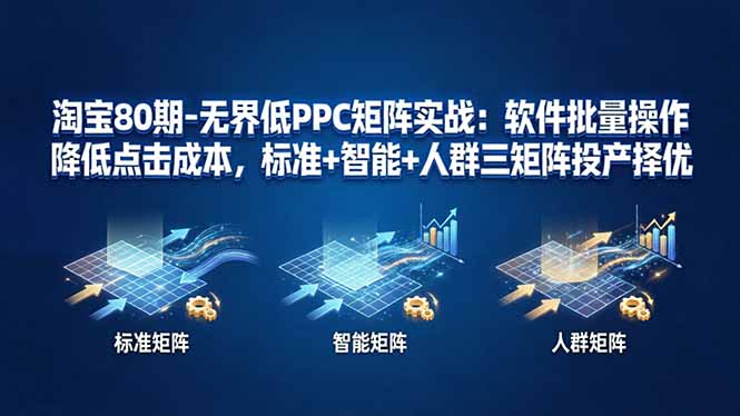 淘宝80期-无界低PPC矩阵实战：软件批量操作降低点击成本，标准+智能+人群三矩阵投产择优-网创百晓生