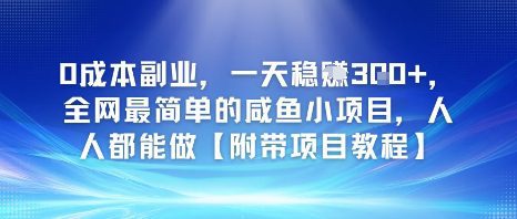 0成本副业，一天稳入3张，全网最简单的咸鱼小项目，人人都能做【附带项目教程】