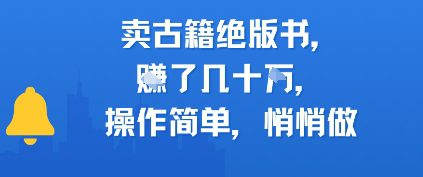 卖古籍绝版书，挣了几十个，操作简单，悄悄做