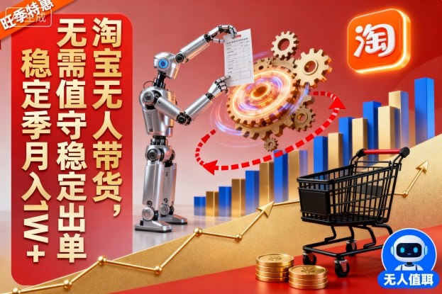 淘宝无人带货，无需值守稳定出单，电商旺季，稳定月入1W+