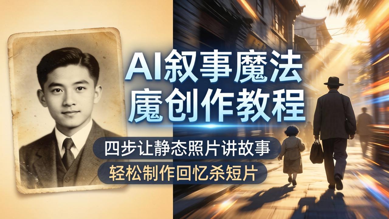 AI叙事魔法创作教程，四步让静态照片讲故事，老照片修复加动态特效，轻松制作回忆杀短片-网创百晓生
