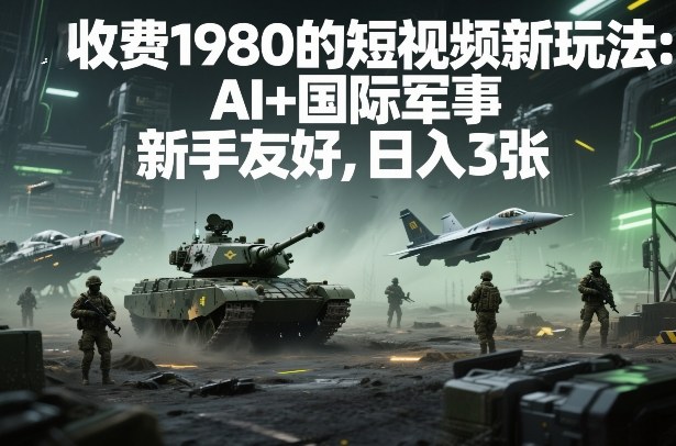 外面收费1980的短视频新玩法：AI+国际军事，新手友好，日入3张+【附详细教程】