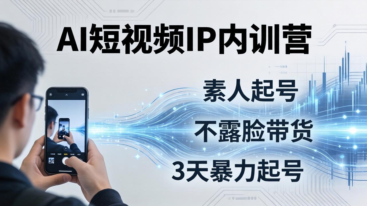 2026AI短视频IP内训营：从素人起号到不露脸带货，3天暴力起号全流程拆解-网创百晓生