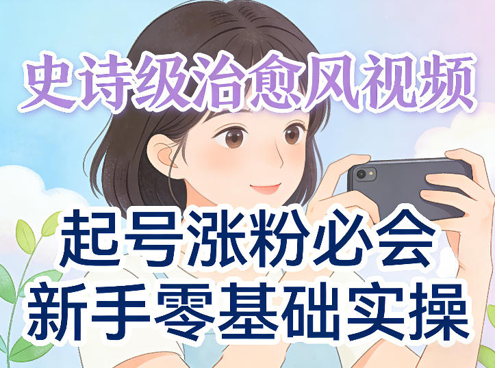 史诗级治愈风视频爆了，起号涨粉必会，新手零基础实操（实操+变现全讲解）-网创百晓生