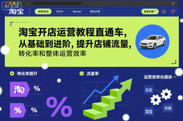 淘宝开店运营教程直通车，从基础到进阶，提升店铺流量，转化率和整体运营效率（更新26年3月15日）