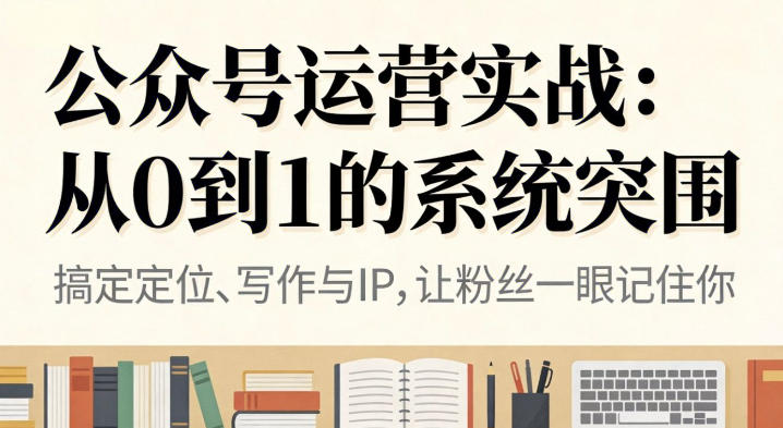公众号运营实战，从定位到变现的全流程，从0到1的系统突围-网创百晓生