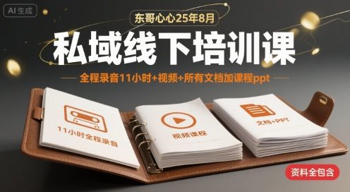 东哥心心25年8月私域线下培训课，全程录音11小时+视频+所有文档加课程ppt